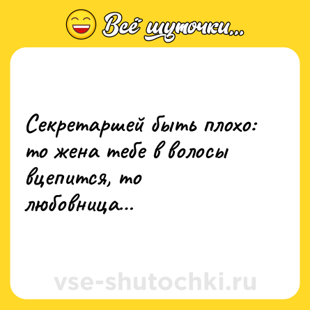 Шутка: Секретаршей быть плохо: то жена тебе в волосы вцепится, то любовница…