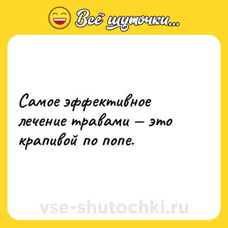 Шутка: Самое эффективное лечение травами — это крапивой по попе.
