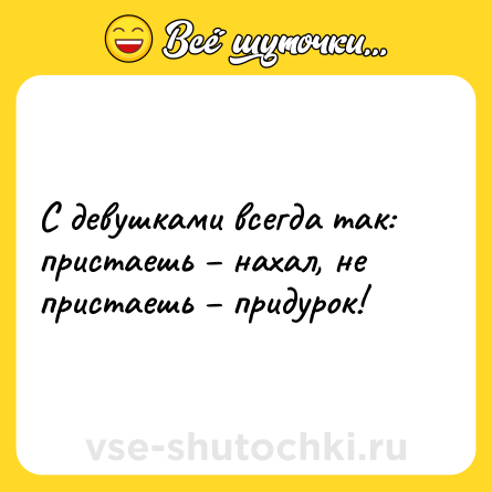 Шутка: С девушками всегда так: пристаешь – нахал, не пристаешь – придурок!