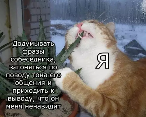 Король накручивания себя 👑 - Додумывать фразы собеседника, загоняться по поводу тона его общения и