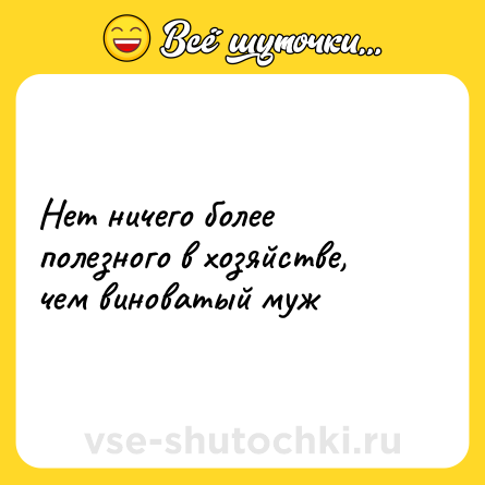 Шутка: Нет ничего более полезного в хозяйстве, чем виноватый муж
