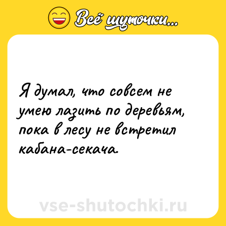 Шутка: Я думал, что совсем не умею лазить по деревьям, пока в лесу не встретил кабана-секача.