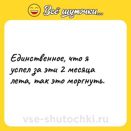Шутка: Единственное, что я успел за эти 2 месяца лета, так это моргнуть.