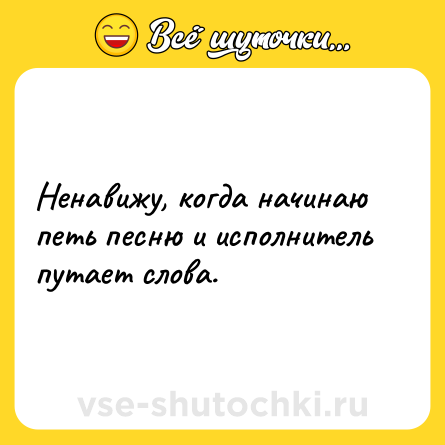 Шутка: Ненавижу, когда начинаю петь песню и исполнитель путает слова.