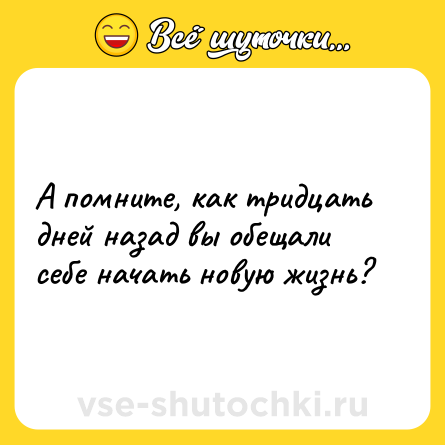 Шутка: А помните, как тридцать дней назад вы обещали себе начать новую жизнь?