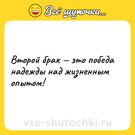 Шутка: Второй брак — это победа надежды над жизненным опытом!