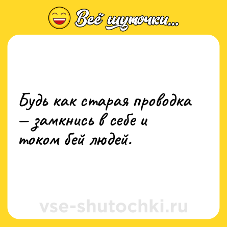 Шутка: Будь как старая проводка — замкнись в себе и током бей людей.