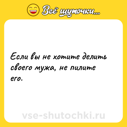 Шутка: Если вы не хотите делить своего мужа, не пилите его.