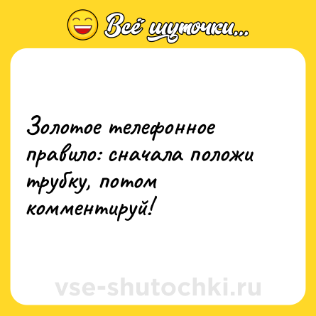 Шутка: Золотое телефонное правило: сначала положи трубку, потом комментируй!