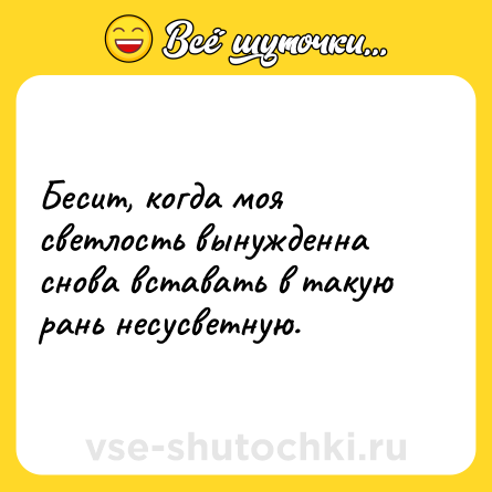Шутка: Бесит, когда моя светлость вынужденна снова вставать в такую рань несусветную.