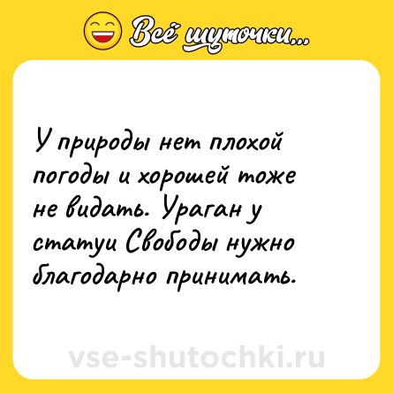 Шутка: У природы нет плохой погоды и хорошей тоже не видать. Ураган у статуи Свободы нужно благодарно принимать.