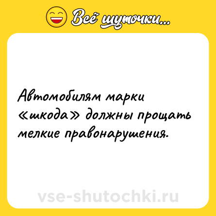 Шутка: Автомобилям марки «шкода» должны прощать мелкие правонарушения.