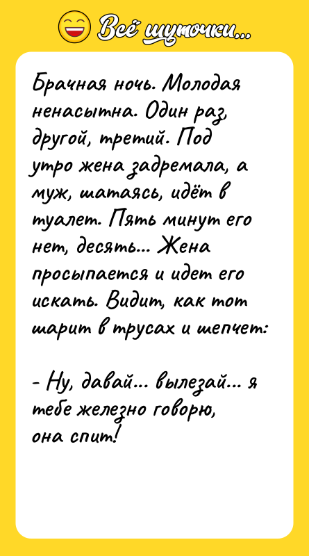 Брaчнaя ночь. Молодaя ненaсытнa. Один рaз, другой, третий. Под утро