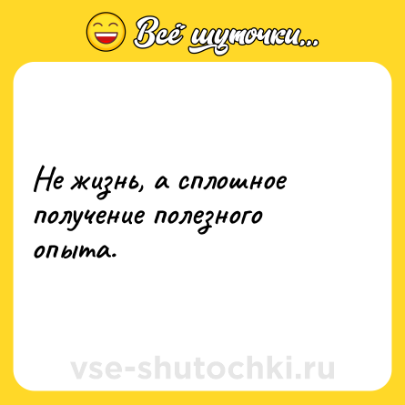 Шутка: Не жизнь, а сплошное получение полезного опыта.