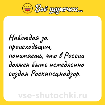 Шутка: Наблюдая за происходящим, понимаешь, что в России должен быть немедленно создан Роскапецнадзор.