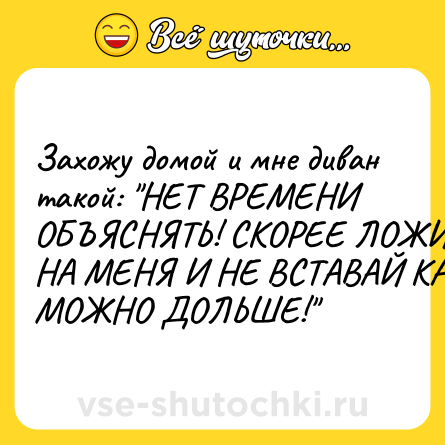 Шутка: Захожу домой и мне диван такой: 