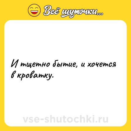Шутка: И тщетно бытие, и хочется в кроватку.