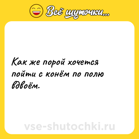 Шутка: Как же порой хочется пойти с конём по полю вдвоём.