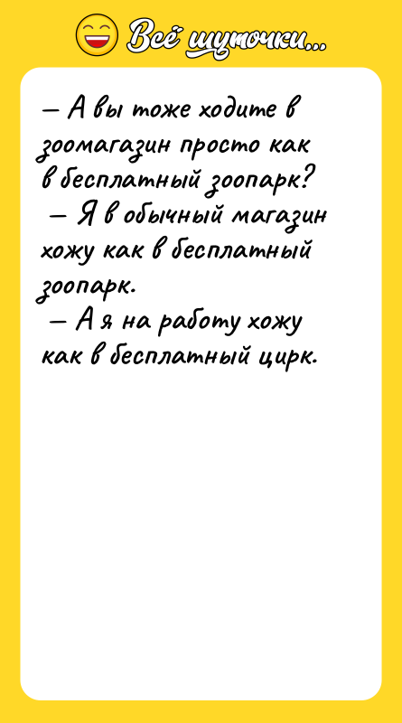 — А вы тоже ходите в зоомагазин просто как в