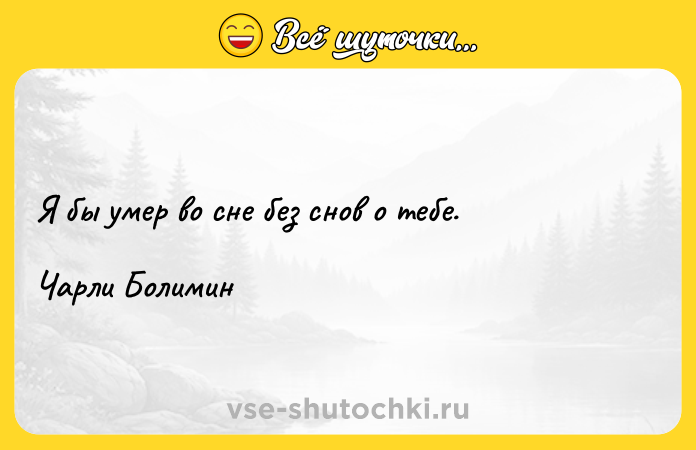 Цитата: Я бы умер во сне без снов о тебе.Чарли Болимин