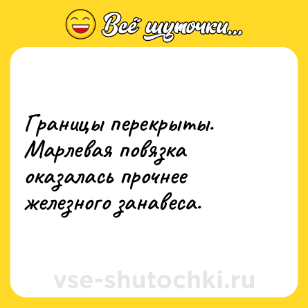Шутка: Границы перекрыты.<br>Марлевая повязка оказалась прочнее железного занавеса.