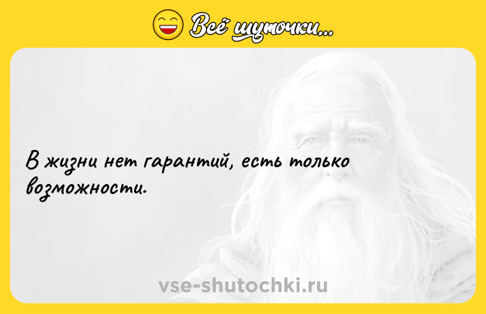 Цитата: В жизни нет гарантий, есть только возможности.