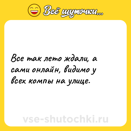 Шутка: Все так лето ждали, а сами онлайн, видимо у всех компы на улице.