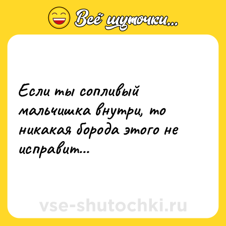 Шутка: Если ты сопливый мальчишка внутри, то никакая борода этого не исправит...
