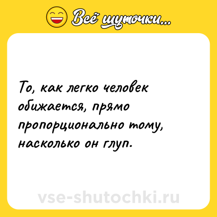 Шутка: То, как легко человек обижается, прямо пропорционально тому, насколько он глуп.