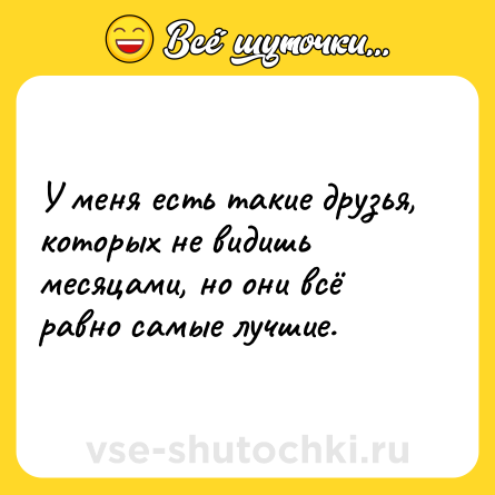 Шутка: У меня есть такие друзья, которых не видишь месяцами, но они всё равно самые лучшие.