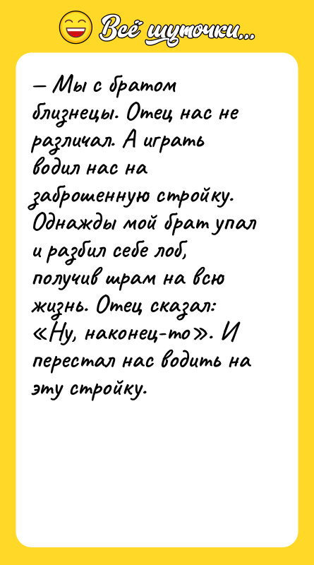 — Мы с братом близнецы. Отец нас не различал. А