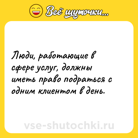 Шутка: Люди, работающие в сфере услуг, должны иметь право подраться с одним клиентом в день.