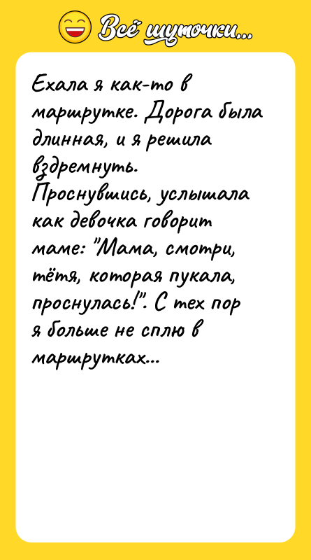 Ехала я как-то в маршрутке. Дорога была длинная, и я