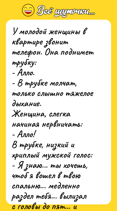 У молодой женщины в квартире звонит телефон. Она поднимет трубку: