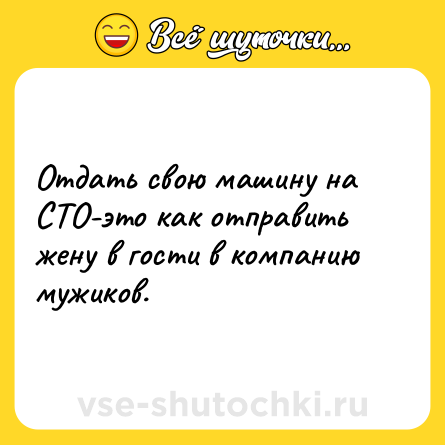Шутка: Отдать свою машину на СТО-это как отправить жену в гости в компанию мужиков.