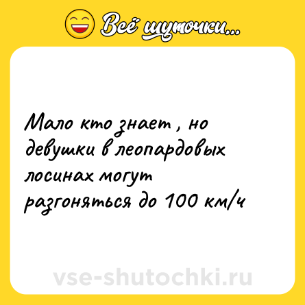 Шутка: Мало кто знает , но девушки в леопардовых лосинах могут разгоняться до 100 км/ч