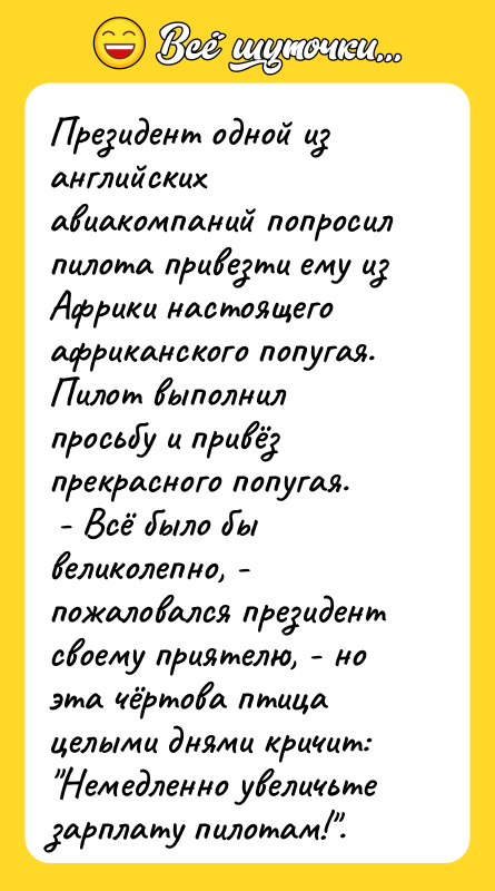 Президент одной из английских авиакомпаний попросил пилота привезти ему из