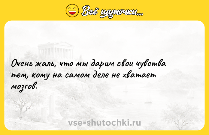Цитата: Очень жаль, что мы дарим свои чувства тем, кому на самом деле не хватает мозгов.