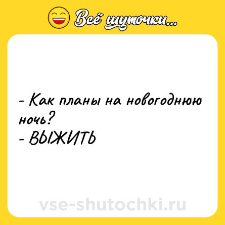 Шутка: - Как планы на новогоднюю ночь? <br>- ВЫЖИТЬ
