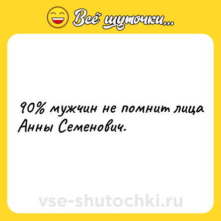 Шутка: 90% мужчин не помнит лица Анны Семенович.