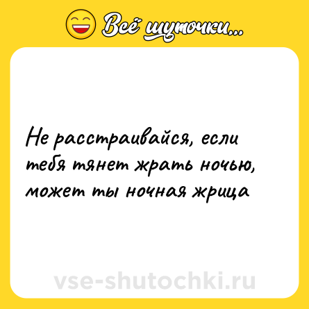 Шутка: Не расстраивайся, если тебя тянет жрать ночью, может ты ночная жрица