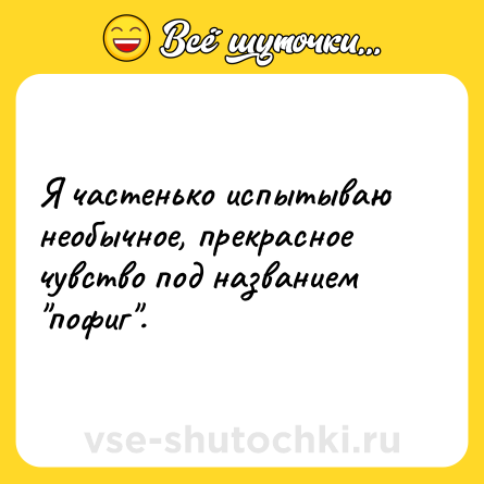 Шутка: Я частенько испытываю необычное, прекрасное чувство под названием пофиг .