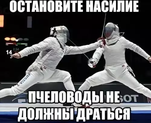 Смешная сцена с фехтовальщиками