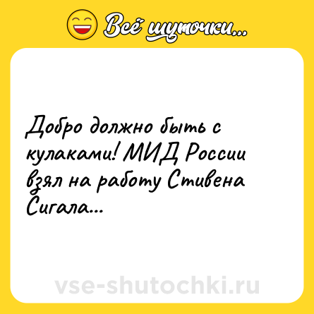 Шутка: Добро должно быть с кулаками! МИД России взял на работу Стивена Сигала...