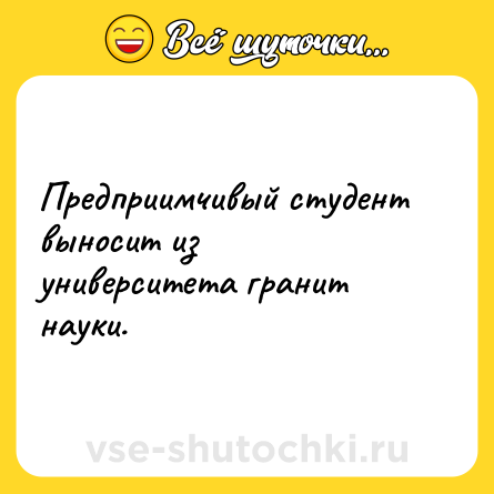 Шутка: Предприимчивый студент выносит из университета гранит науки.