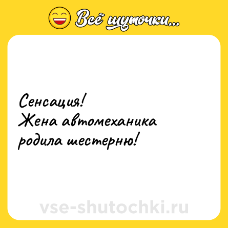 Шутка: Сенсация!<br>Жена автомеханика родила шестерню!