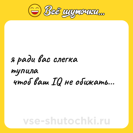 Шутка: я ради вас слегка тупила<br> чтоб ваш IQ не обижать…