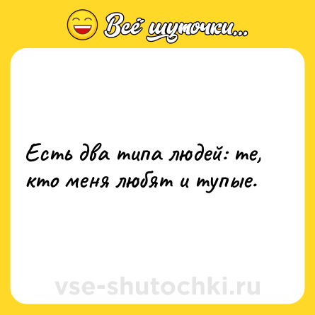 Шутка: Есть два типа людей: те, кто меня любят и тупые.