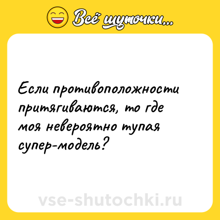 Шутка: Если противоположности притягиваются, то где моя невероятно тупая супер-модель?