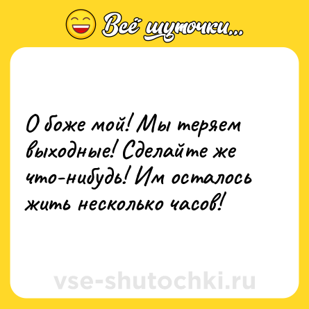Шутка: О боже мой! Мы теряем выходные! Сделайте же что-нибудь! Им осталось жить несколько часов!